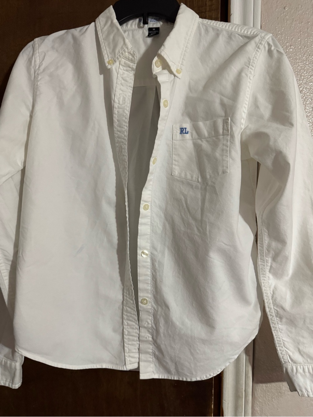 Boys Ralph Lauren White Button-Down Oxford Shirt with RL Chest Embroidery